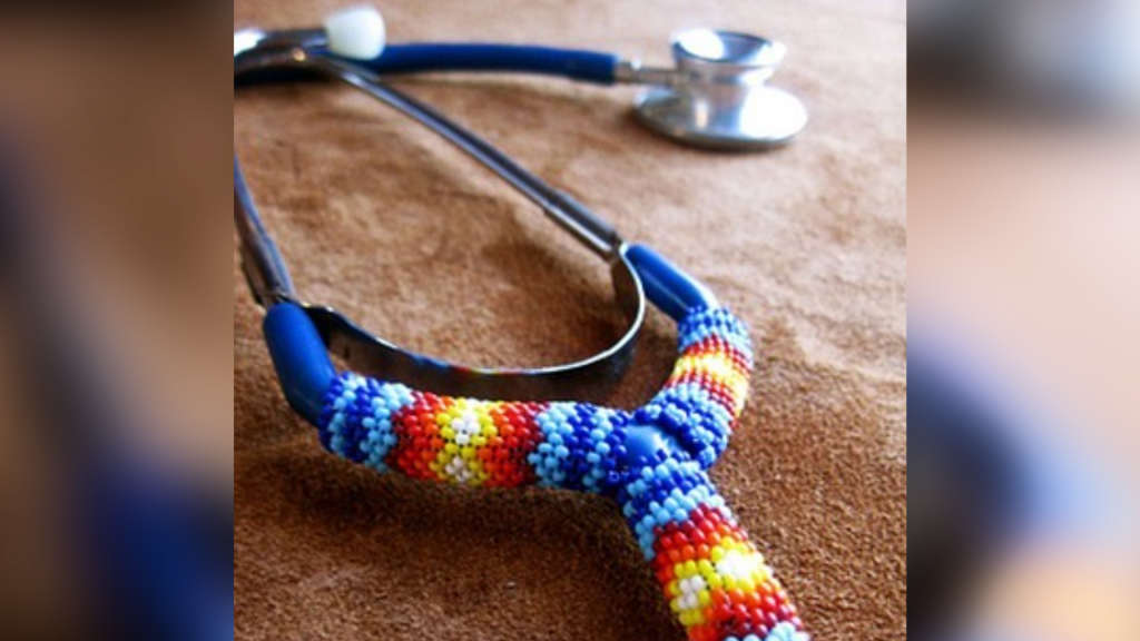 A stethoscope with beading on it.